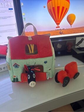 LILLIPUTIENS MY FIRST FARM PLUSH FABRIC PLAYSET 3 PIECE Donkey Tractor 12M+